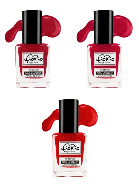 

Fiorio Set of 3 High Shine Long Lasting Nail Lacquer Nail Polish, Red
