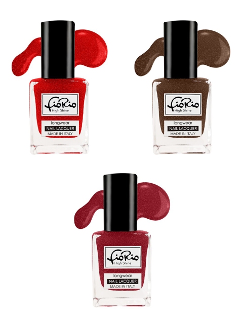 

Fiorio Set of 3 High Shine Long Lasting Nail Lacquer - 11ml, Red