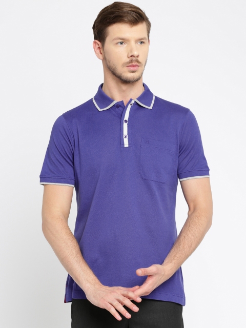 

Raymond Men Purple Solid Polo Collar T-shirt