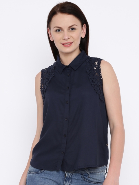 

Pepe Jeans Women Navy Solid Casual Shirt, Navy blue
