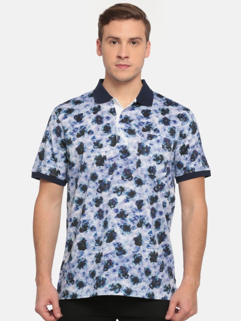 

Raymond Men Blue Printed Polo Collar T-shirt