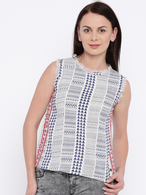 

Pepe Jeans Off-White & Navy Printed Top