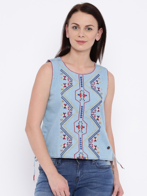 

Pepe Jeans Blue Embroidered Denim Top