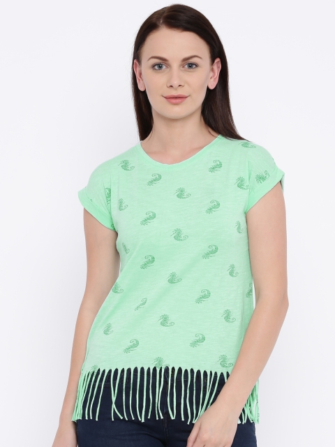 

Pepe Jeans Green Printed Top