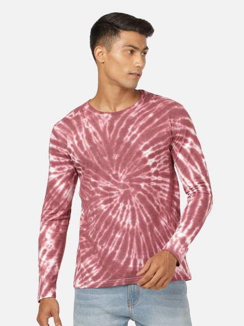 

MASH UNLIMITED Men Pink Tie and Dyed Raw Edge T-shirt