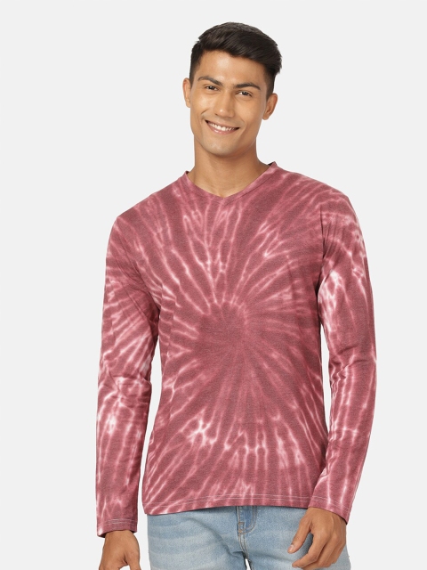 

MASH UNLIMITED Men Cotton Pink Tie and Dye Dyed T-shirt