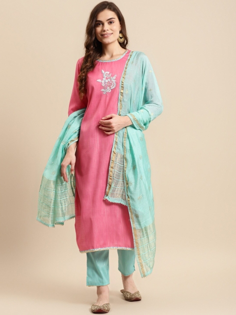 

Prakhya Women Pink Layered Kurta with Palazzos & With Dupatta