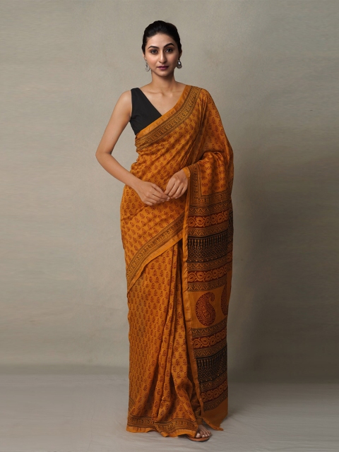 

Unnati Silks Orange Bagh Pure Cotton Chanderi Saree