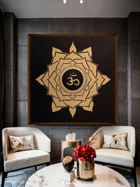 

The Art House Unisex Black & Gold-Toned Mandala Art Printed Framed Wall Painting