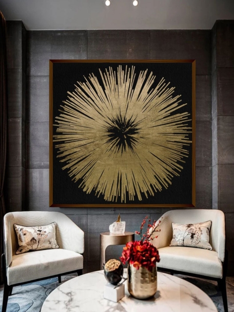 

The Art House Black & Olive Green Mandala Art Wall Painting