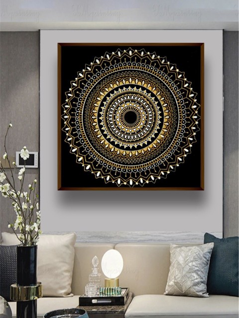 

The Art House Black & Yellow Mandala Art Printed Canvas Painting Wall Art