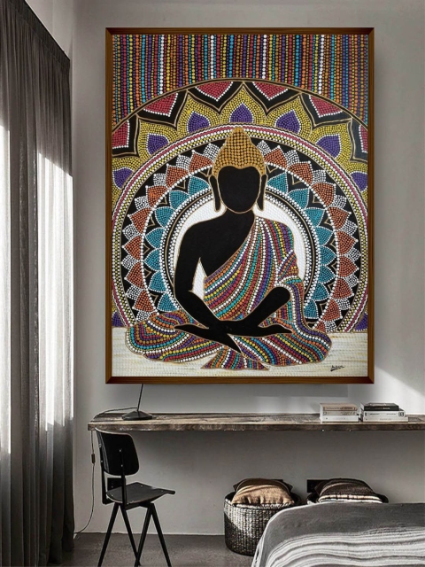 

The Art House Multicoloured The Mandala Wall Buddha Art Painting, Multi