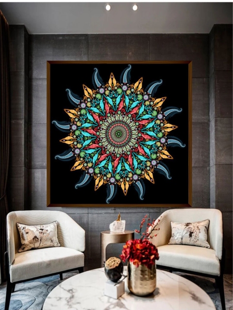 

The Art House Multicoloured Mandala Art Wall Painting, Multi
