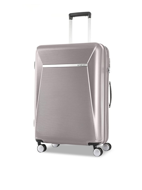 

Samsonite Silver-Toned Solid Hard Medium Trolley Suitcase