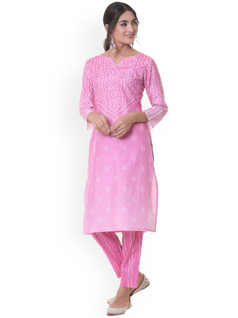 

HEEPOSH Women Pink Bandhani Printed Kurti with Salwar