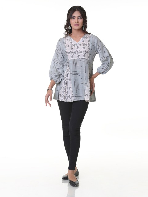 

HEEPOSH Grey & White Modal Printed Tunic