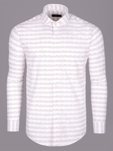 

FRENCH CROWN Men White Standard Printed Formal Shirt