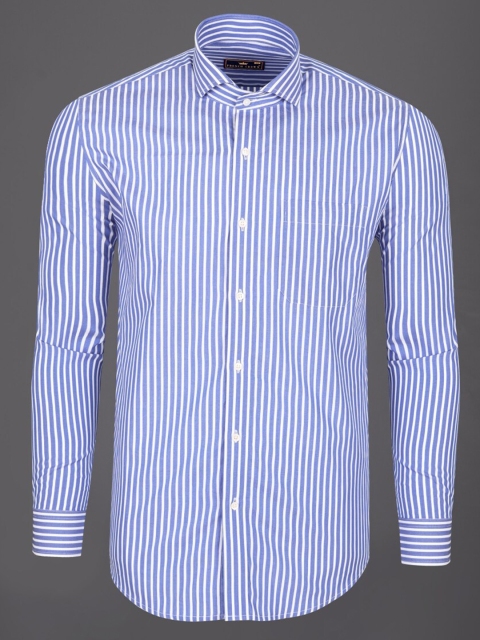 

FRENCH CROWN Men Blue Standard Striped 100 % Premium Cotton Formal Shirt