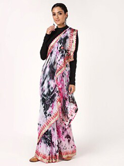 

Kastiel Pink & Purple Tie and Dye Gotta Patti Saree