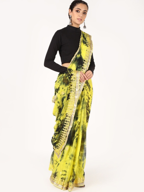 

Kastiel Yellow & Black Tie and Dye Gotta Patti Saree