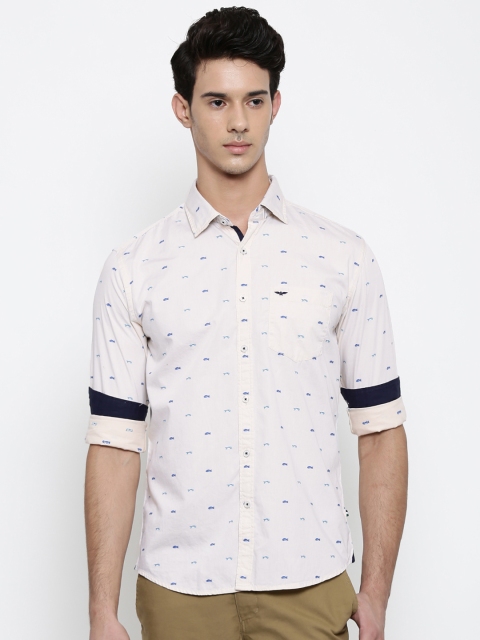 

Park Avenue Men Cream-Coloured Regular Fit Self-Design Casual Shirt