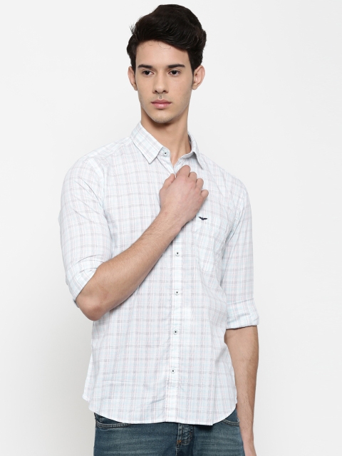 

Park Avenue Men Off-White & Grey Slim Fit Checked Casual Shirt