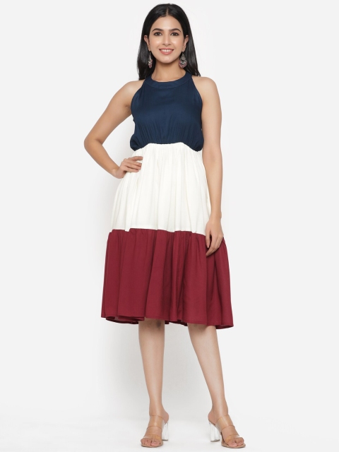 

DAEVISH Women Blue Colourblocked Dress