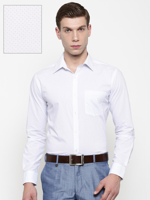 

Park Avenue Men White & Blue Slim Fit Printed Formal Shirt