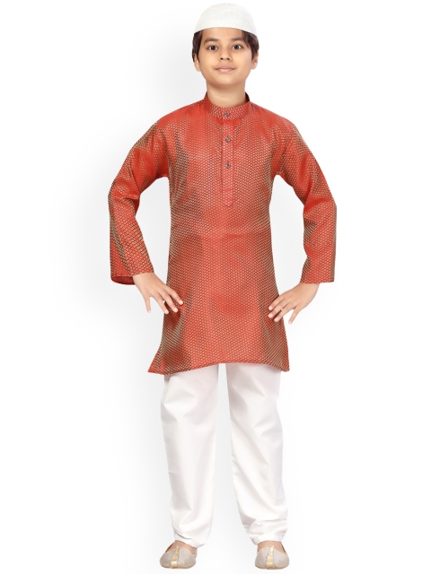 

Aarika Boys Maroon Pure Silk Kurti with Pyjamas