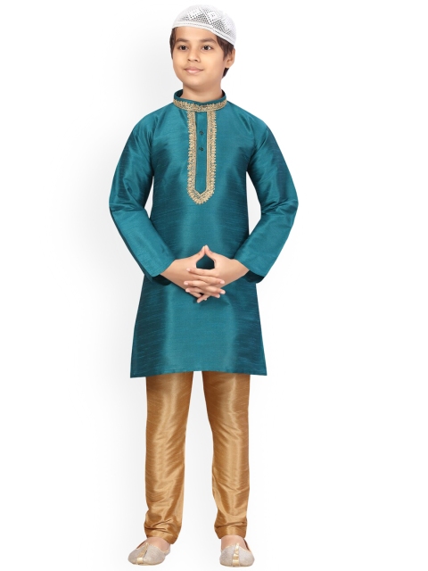 

Aarika Boys Green Pure Silk Kurta with Trousers