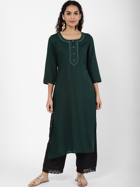 

R&B Women Green Round neck Kurta