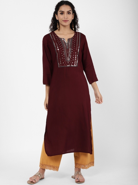 

R&B Women Maroon Paisley Printed Kurta