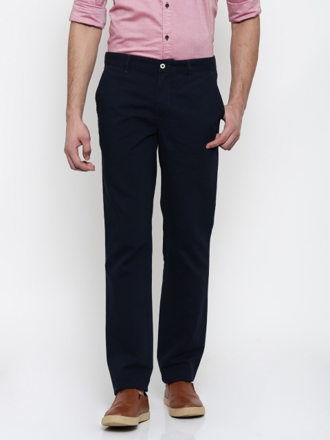 

Park Avenue Men Navy Blue Tapered Fit Solid Chinos Trousers