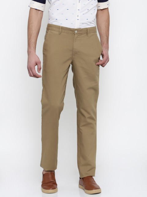 

Park Avenue Men Khaki Tapered Fit Solid Chino Trousers