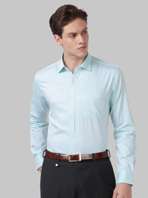 

Park Avenue Men's Green Slim Fit Striped Formal Shirt