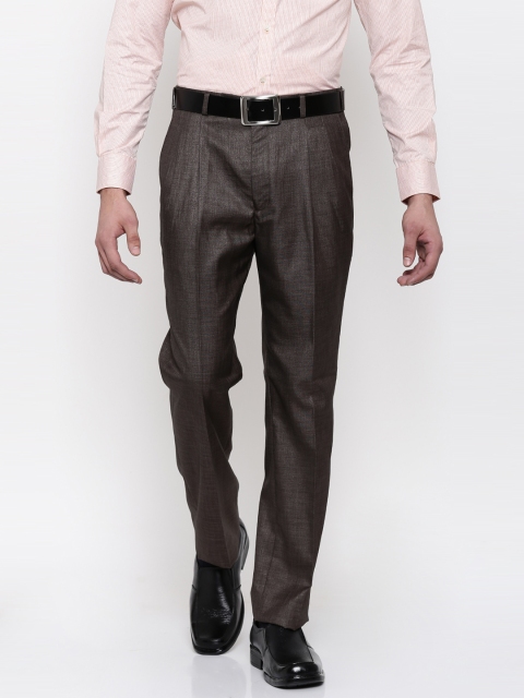 

Park Avenue Men Brown Comfort Fit Solid Formal Trousers