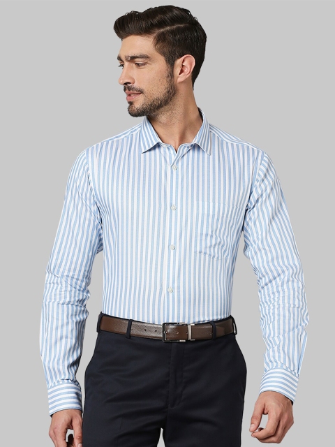 

Park Avenue Men Blue Slim Fit Striped Formal Shirt