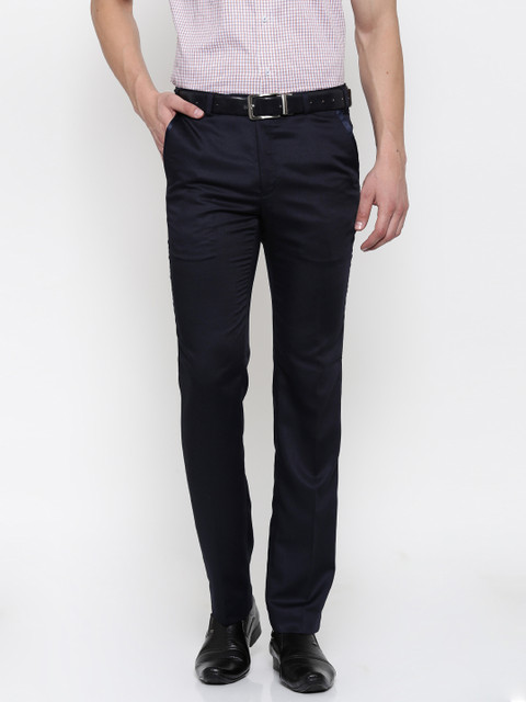 

Park Avenue Men Blue Super Slim Fit Self-Design Formal Trousers