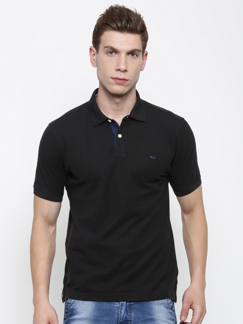 

Park Avenue Men Black Solid Polo T-Shirt