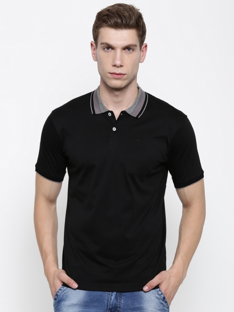 

Park Avenue Men Black Solid Slim Fit Polo T-shirt