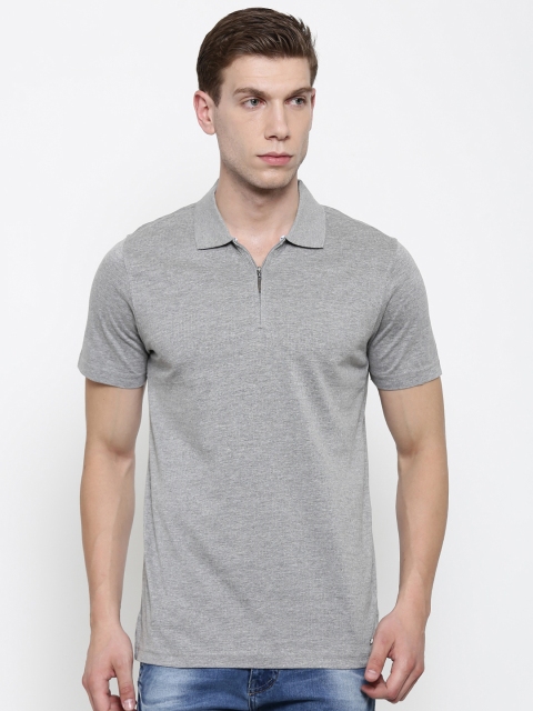 

Park Avenue Men Grey Self-Design Polo T-Shirt