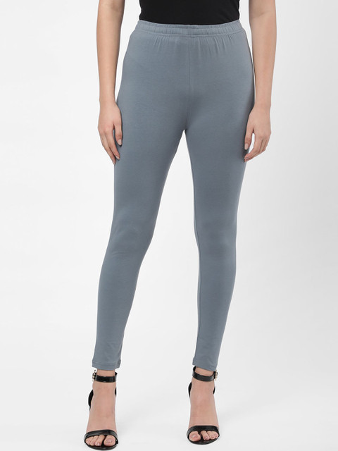 

R&B Women Grey Solid Ankle-Length Leggings