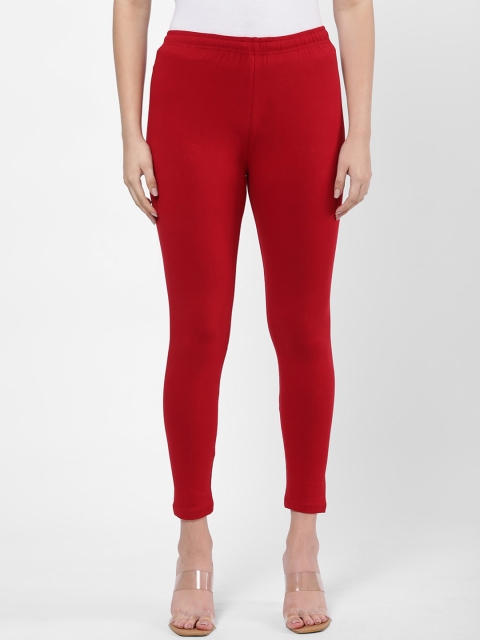 

R&B Women Maroon Solid Ankle Length Leggings