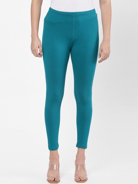 

R&B Women Blue Solid Ankle Length Leggings