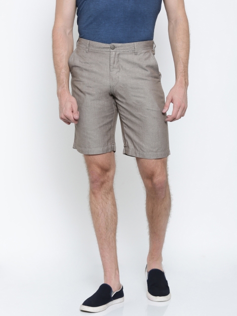 

ColorPlus Men Khaki Solid Tailored Fit Regular Shorts, Grey