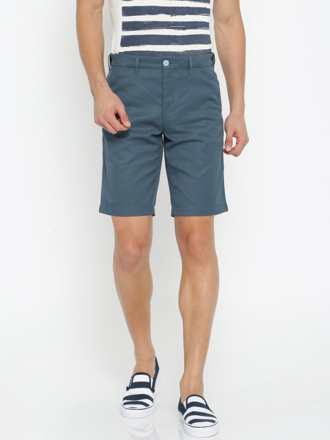 

ColorPlus Men Teal Blue Solid Tailored Fit Regular Shorts