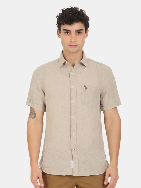 

U S Polo Assn Men Beige Casual Shirt