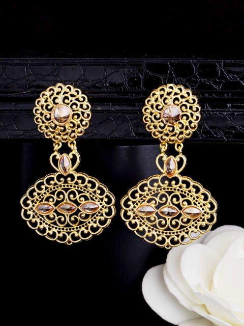 

Voylla Sasural Simar Ka Gold-Plated Stone-Studded Handcrafted Drop Earrings