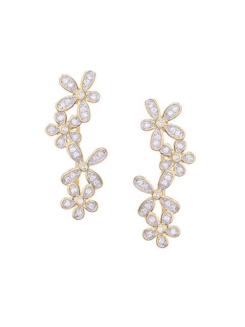 

Voylla Enara CZ Silver-Toned Gold-Plated Handcrafted Floral Ear Cuffs