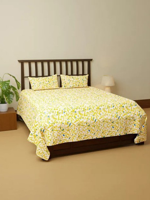

Marks & Spencer Olive Green & White Printed Cotton King Bedsheet with 2 Pillow Covers